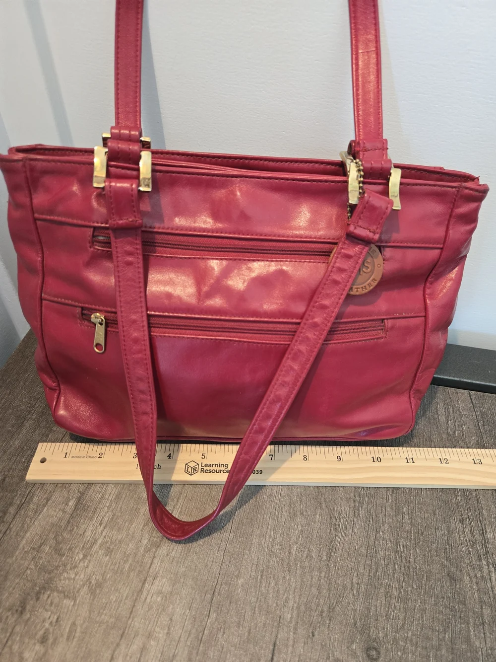 Vintage SAS Diane Leather Shoulder Bag Double Straps Front Zip Red Made in USA